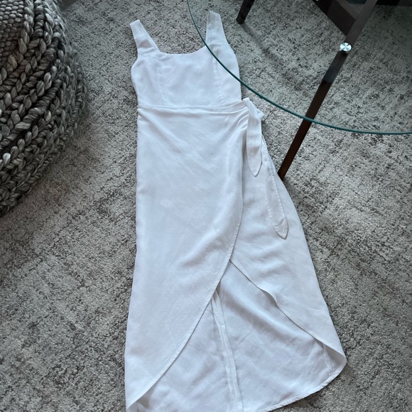 Aritzia Wilfred Saturn White Linen new Midi Formal Evening Vacation Dress Sz 00 - Picture 14 of 17